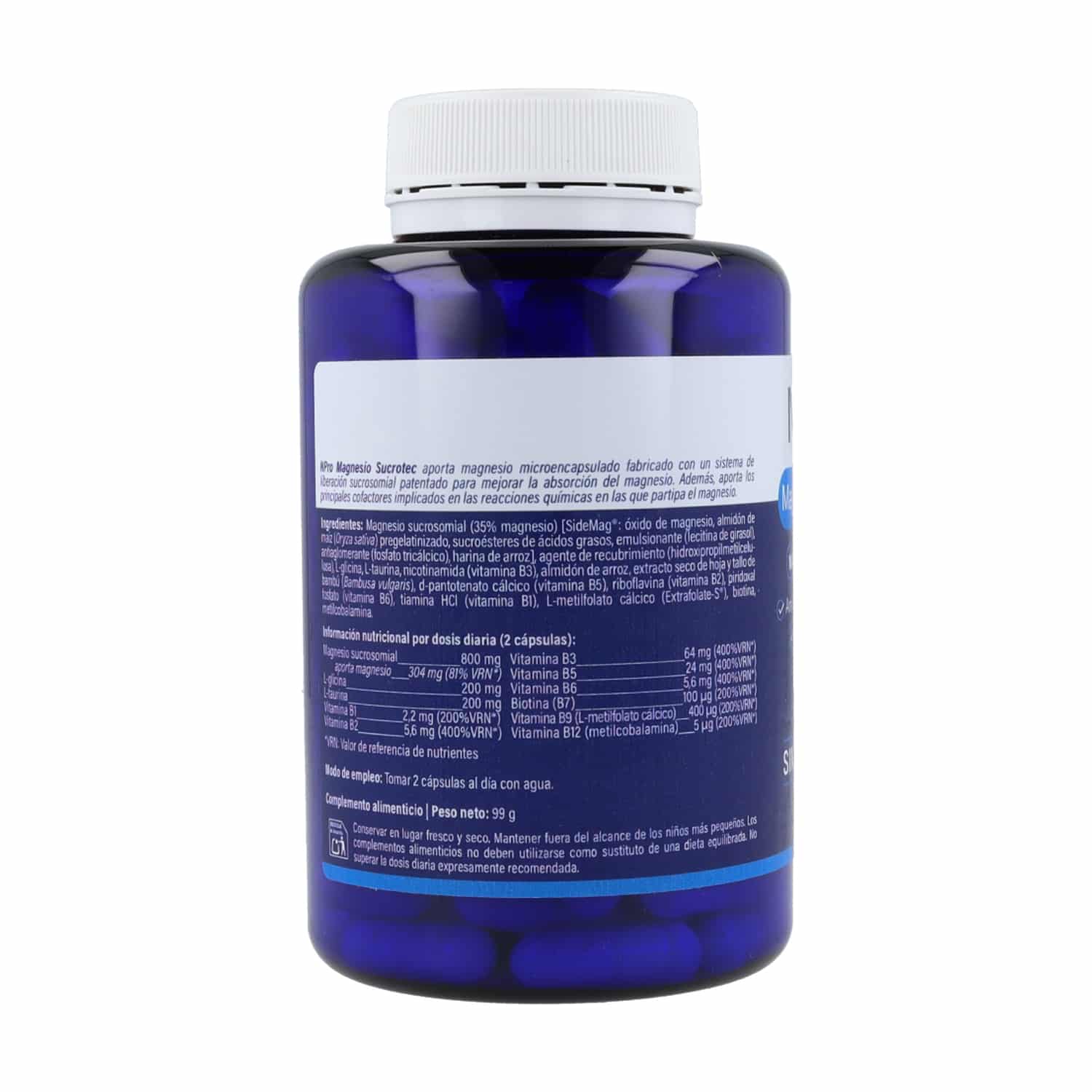 NPRO-Magnesio-sucrotex-120-caps-composicion