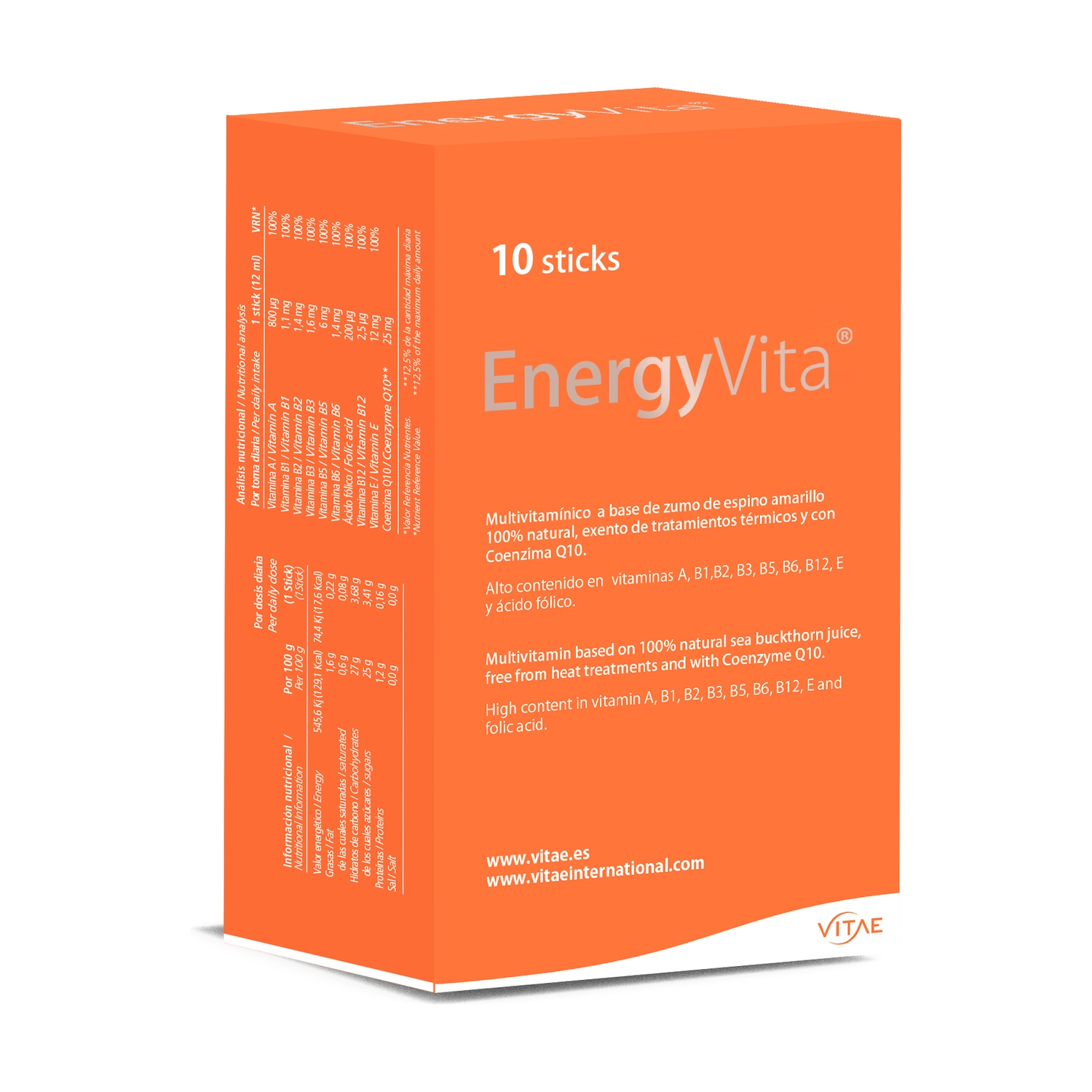EnergyVita® 10 sticks de 12 ml. de Vitae