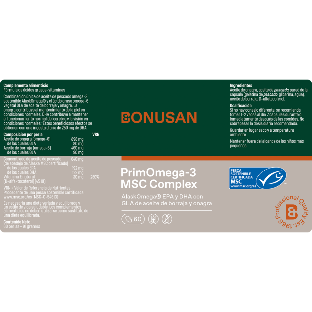 PrimOmega-3 MSC Complex 60 perlas de Bonusan_etiqueta