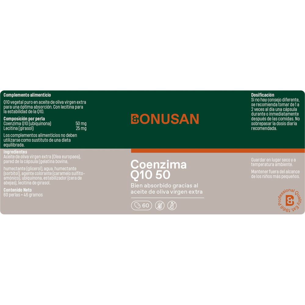 Coenzima Q10 50 mg. 60 perlas de Bonusan_etiqueta