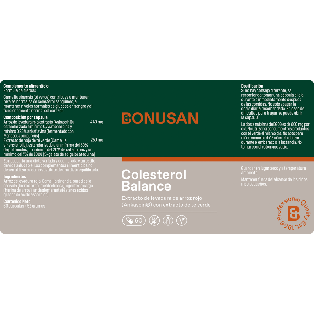 Colesterol Balance 60 cáps. de Bonusan_Etiqueta