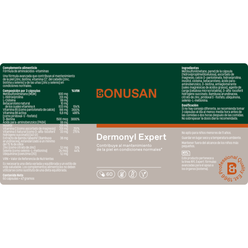Dermonyl Expert 60 cáps. de Bonusan_etiqueta