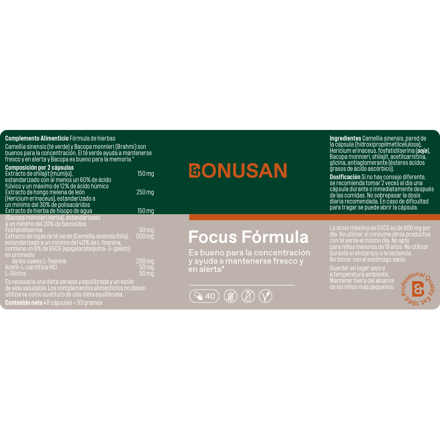 Focus Fórmula 40 cáps. de Bonusan_Etiqueta
