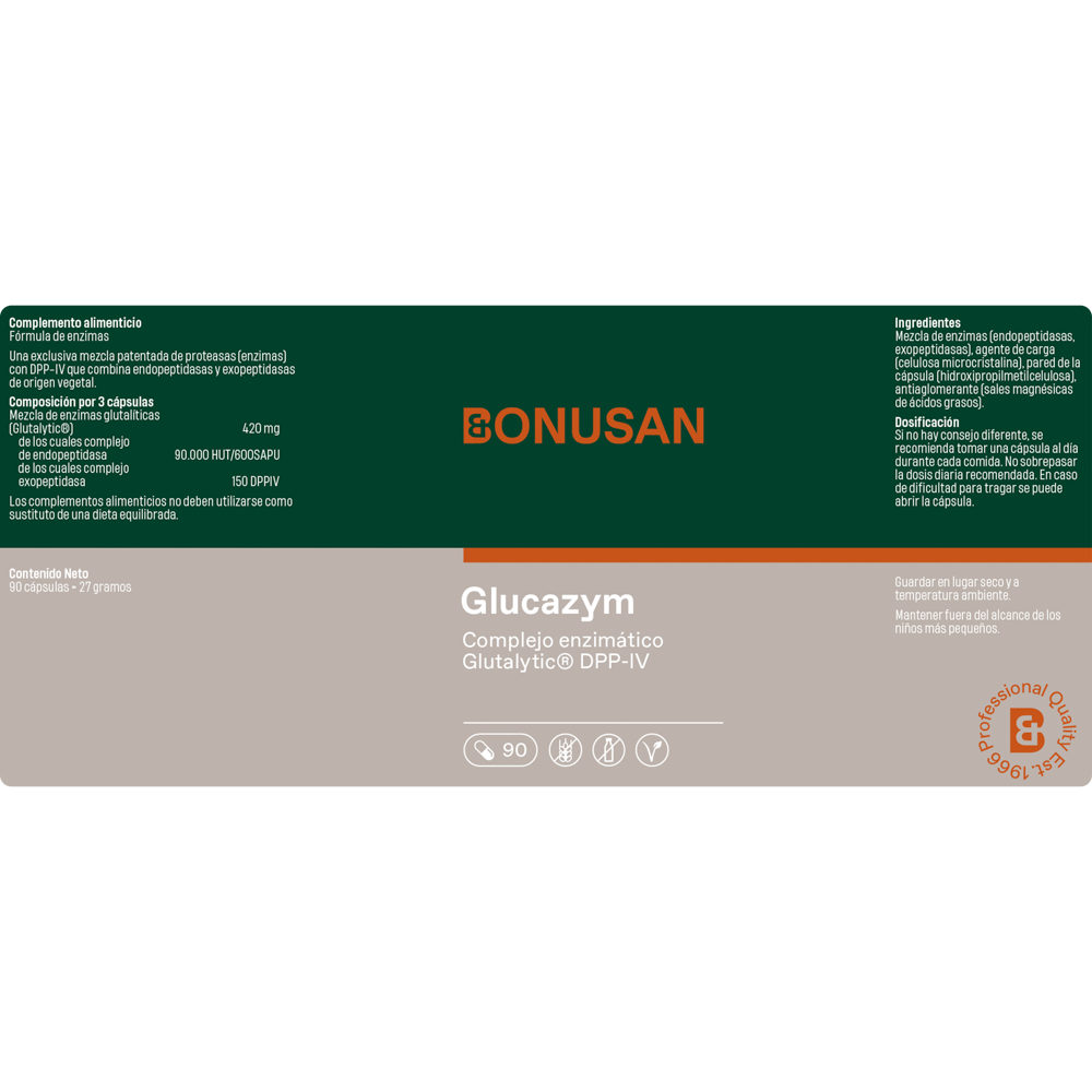 Glucazym 90 cáps. de Bonusan_Etiqueta