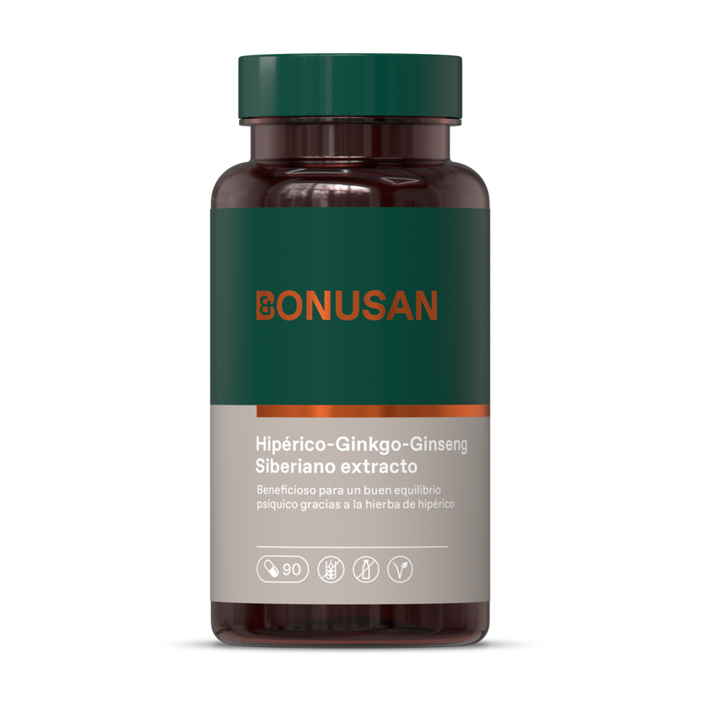 Hipérico-Ginkgo-Ginseng Siberiano extracto 90 cáps. de Bonusan