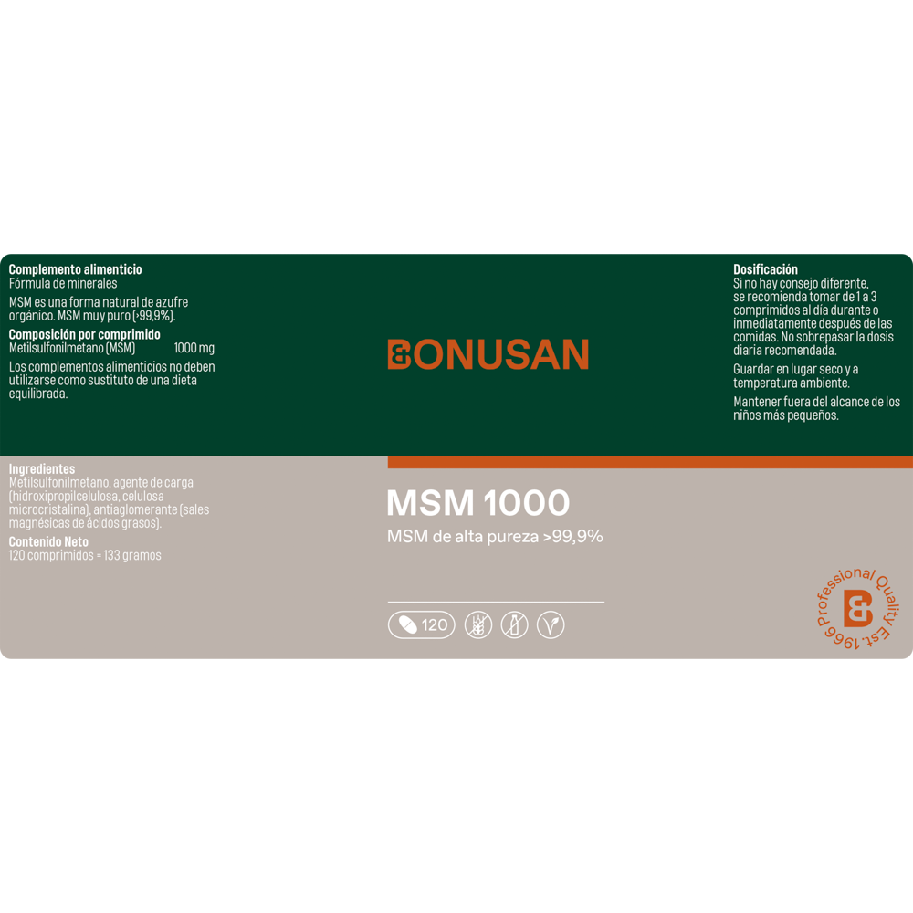 MSM 1000 mg. 120 comp. de Bonusan_etiqueta
