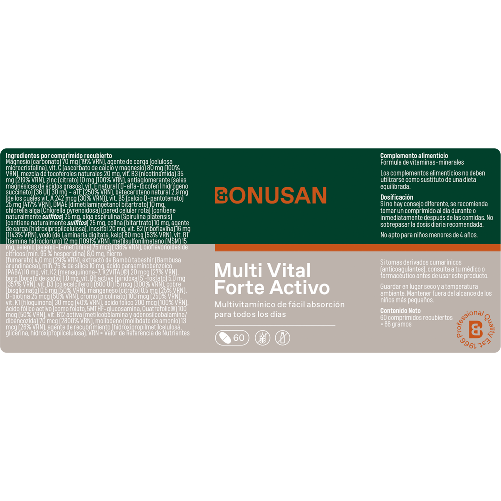 Multi Vital Forte Activo 60 comp. de Bonusan_etiqueta
