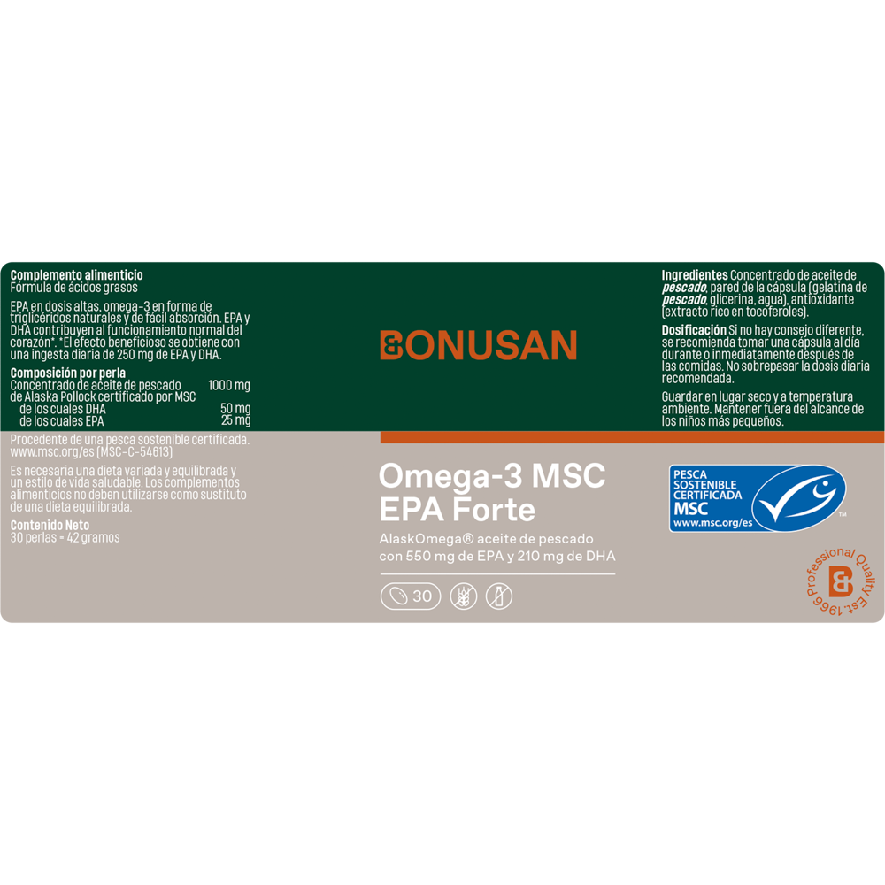 Omega-3 MSC EPA Forte 30 perlas de Bonusan_etiqueta