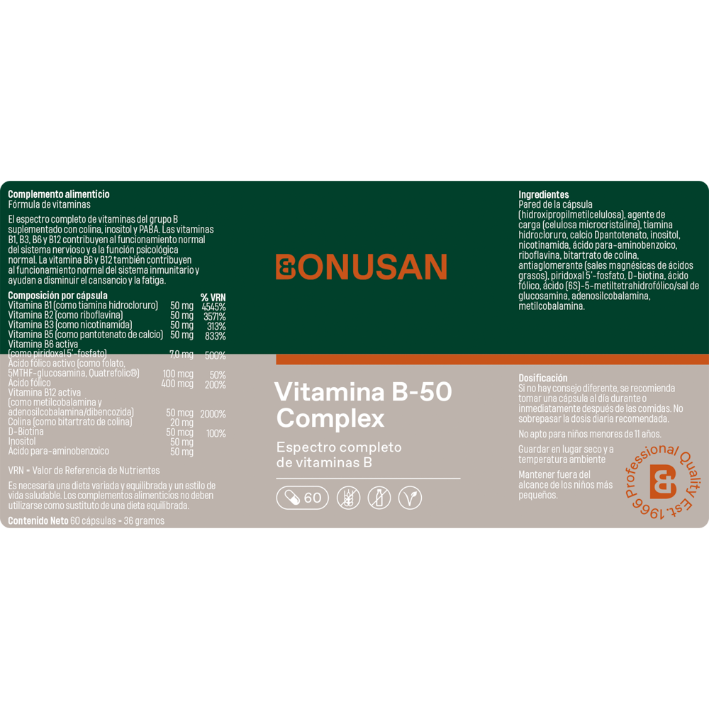 Vitamina B5 500 mg. 90 cáps. de Bonusan
