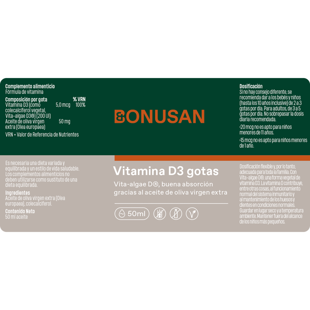 Vitamina D3 gotas 50 ml. de Bonusan